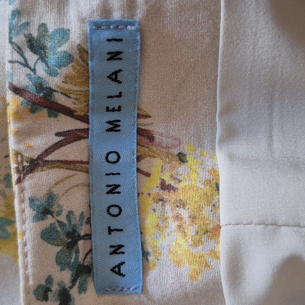 Antonio Melani Roaslie Style Pencil Skirt. Light Yellow Floral Size 2 Kick Pleat - Picture 8 of 14